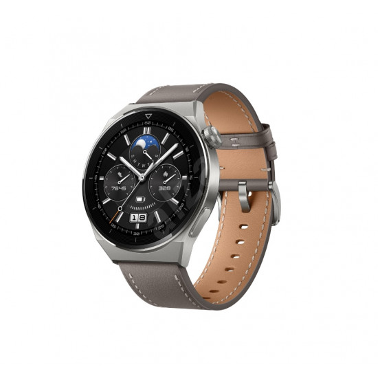 Huawei Watch GT 3 46mm Silber Lederarmband Braun